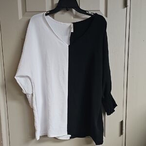Two-Tone Black and White Women's Top